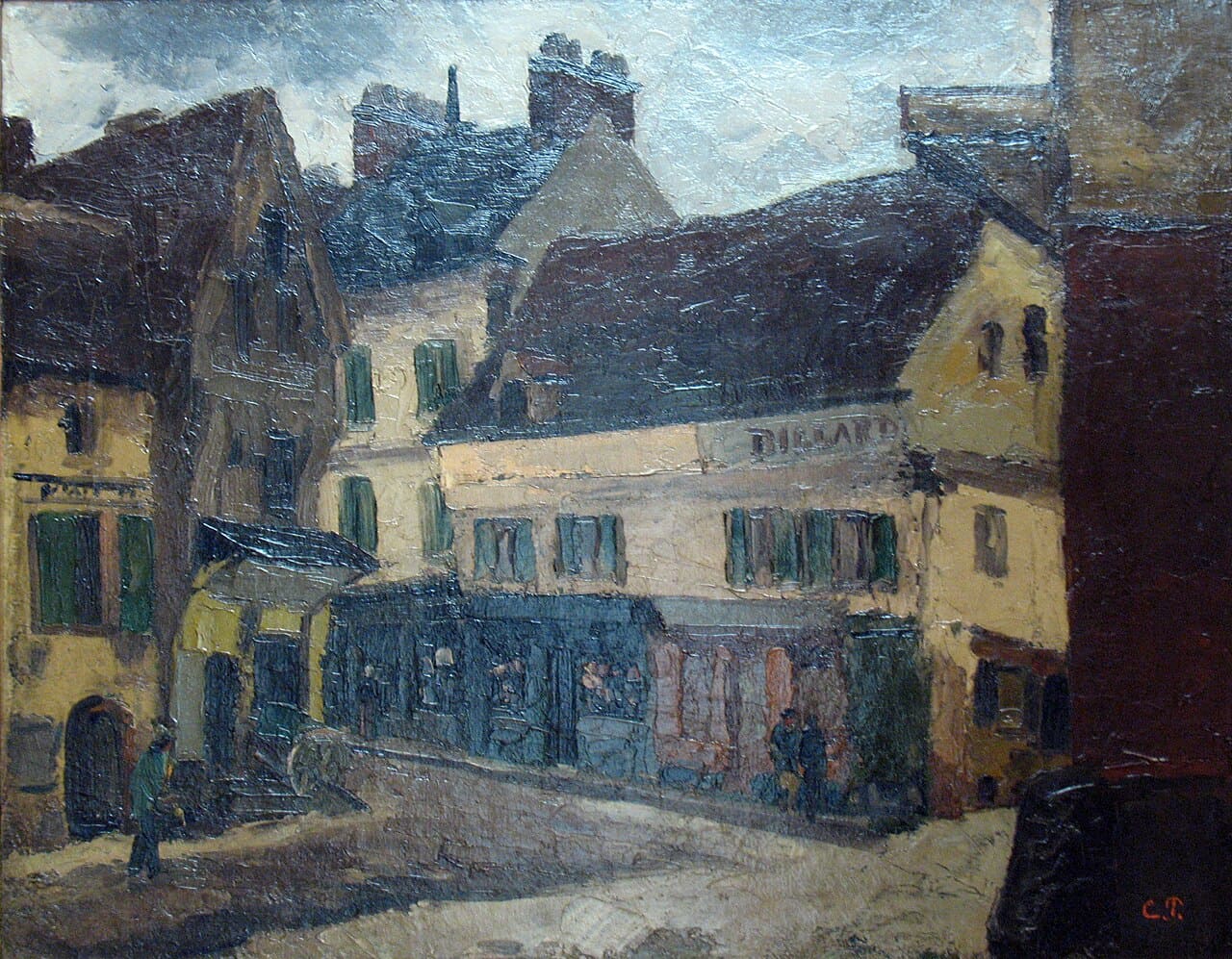 A Square in La Roche-Guyon - Pissarro painting