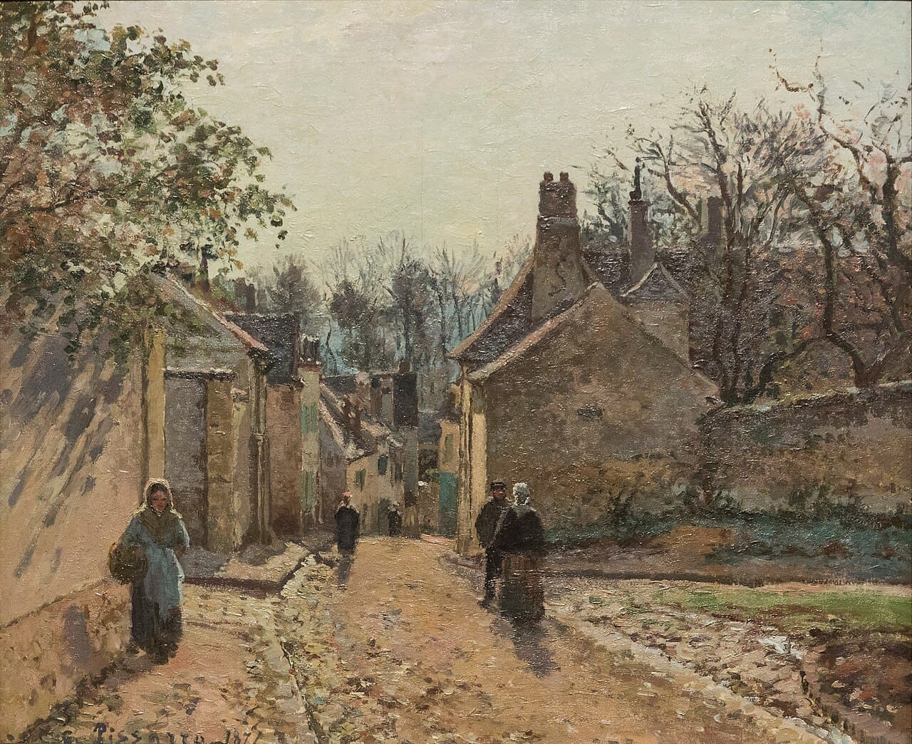 A Village Street, Louveciennes - Pissarro painting
