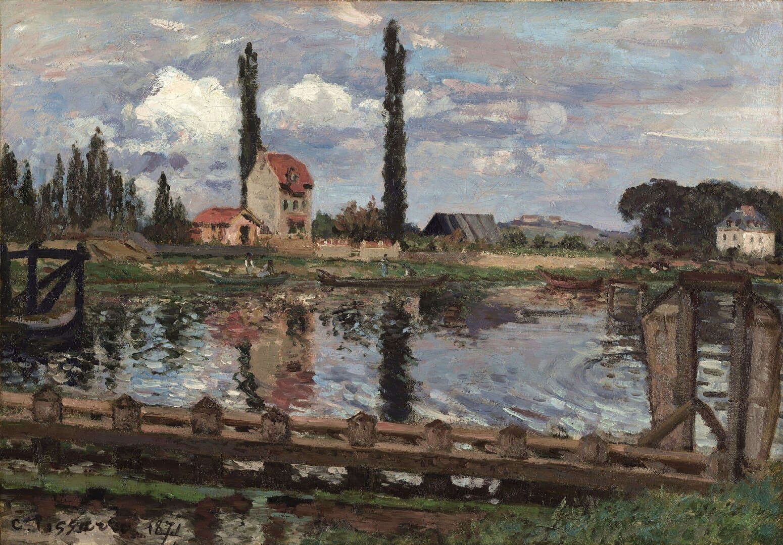 Banks of the Seine at Port Marly - Pissarro painting