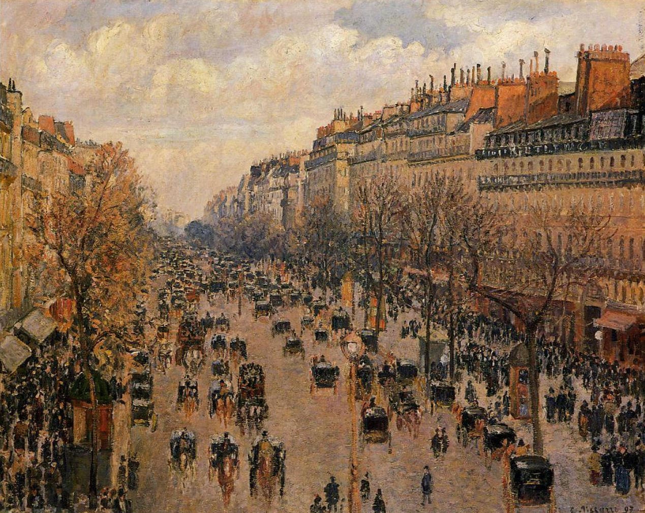 Boulevard Montmartre Afternoon, Sunlight - Pissarro painting