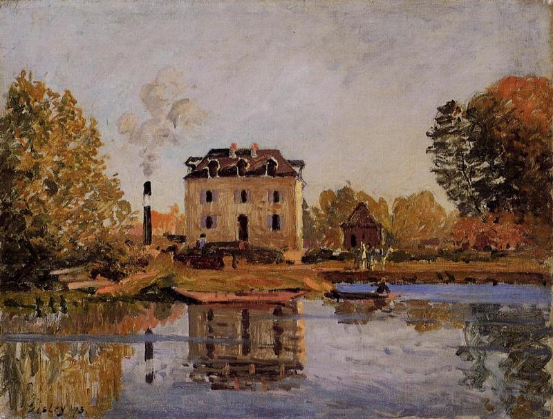 Factory in the Flood, Bougival - Sisley painting