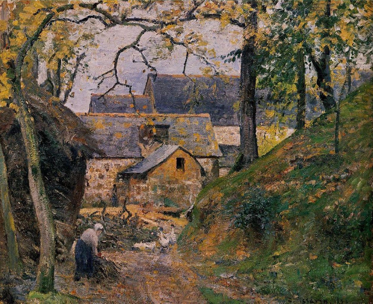 Farm at Montfoucault Pissarro painting