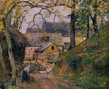Farm at Montfoucault Pissarro painting