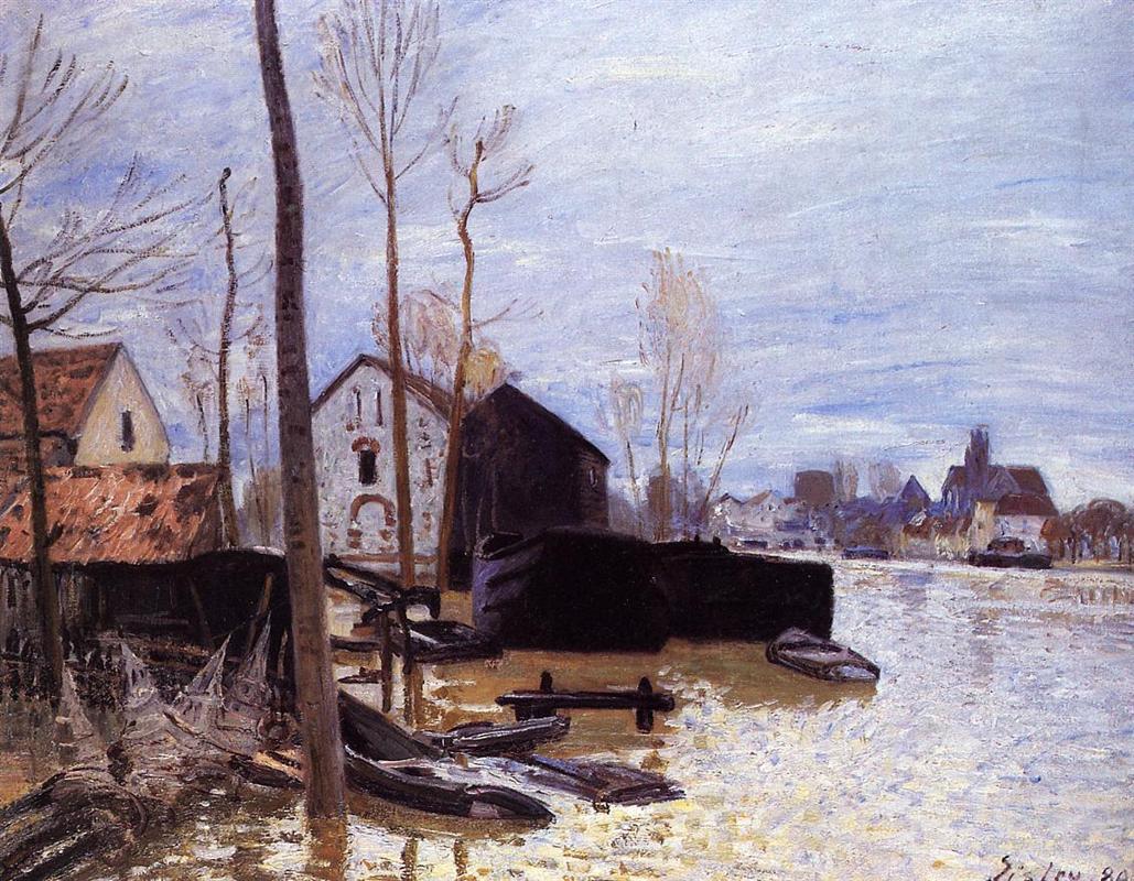 Flooding at Moret - Sisley painting