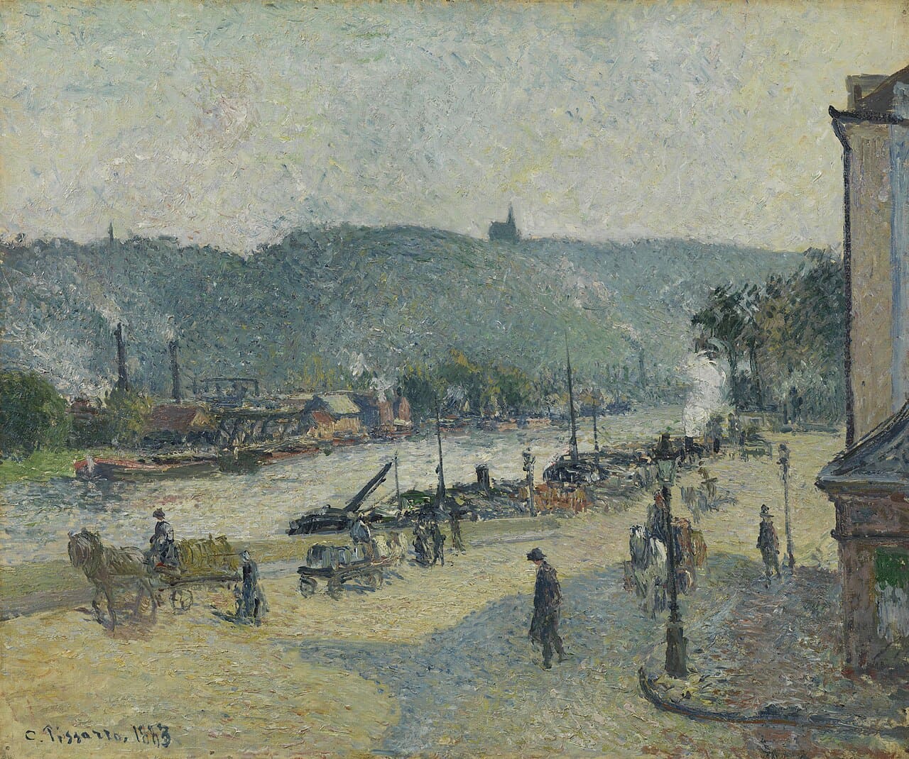 Quays at Rouen - Pissarro painting