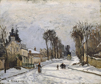The Versailles Road at Louveciennes - Pissarro painting