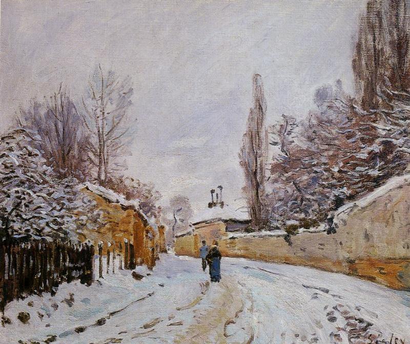 Road Under Snow, Louveciennes - Sisley painting