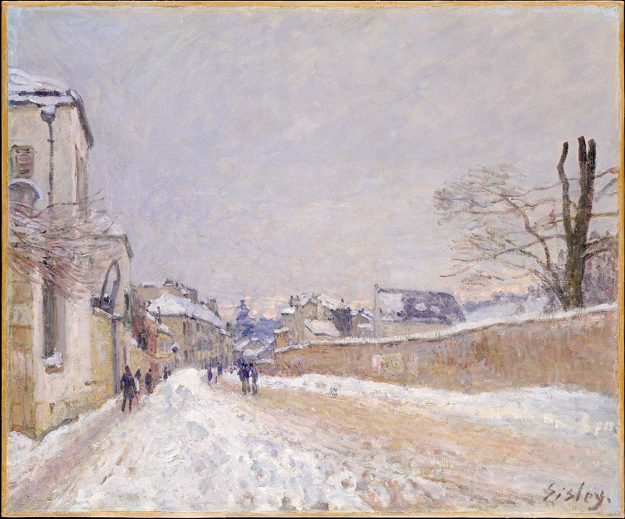 Rue Eugène Moussoir at Moret: Winter - Sisley painting