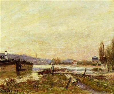 Saint Cloud, Banks of the Seine - Sisley painting