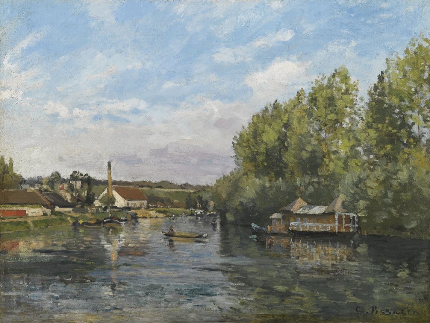 The Seine at Port-Marly - Pissarro painting