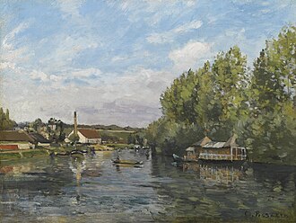The Seine at Port-Marly - Pissarro painting