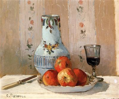 Still Life with Apples and Pitcher - Pissarro painting
