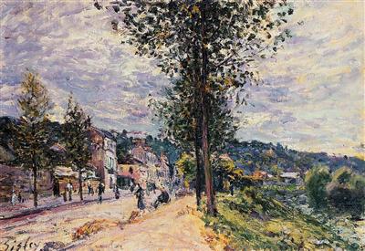 Street Entering the Village - Sisley painting