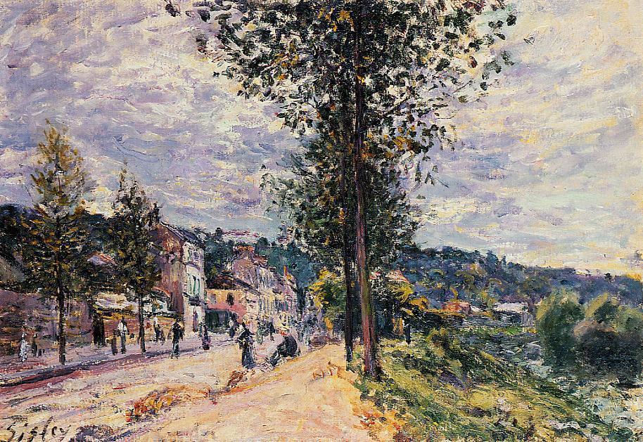 Street Entering the Village - Sisley painting