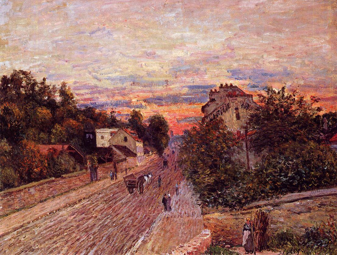 Sunset at Port Marly - Sisley painting