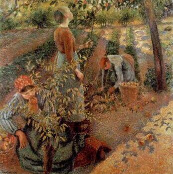 The Apple Pickers - Pissarro painting