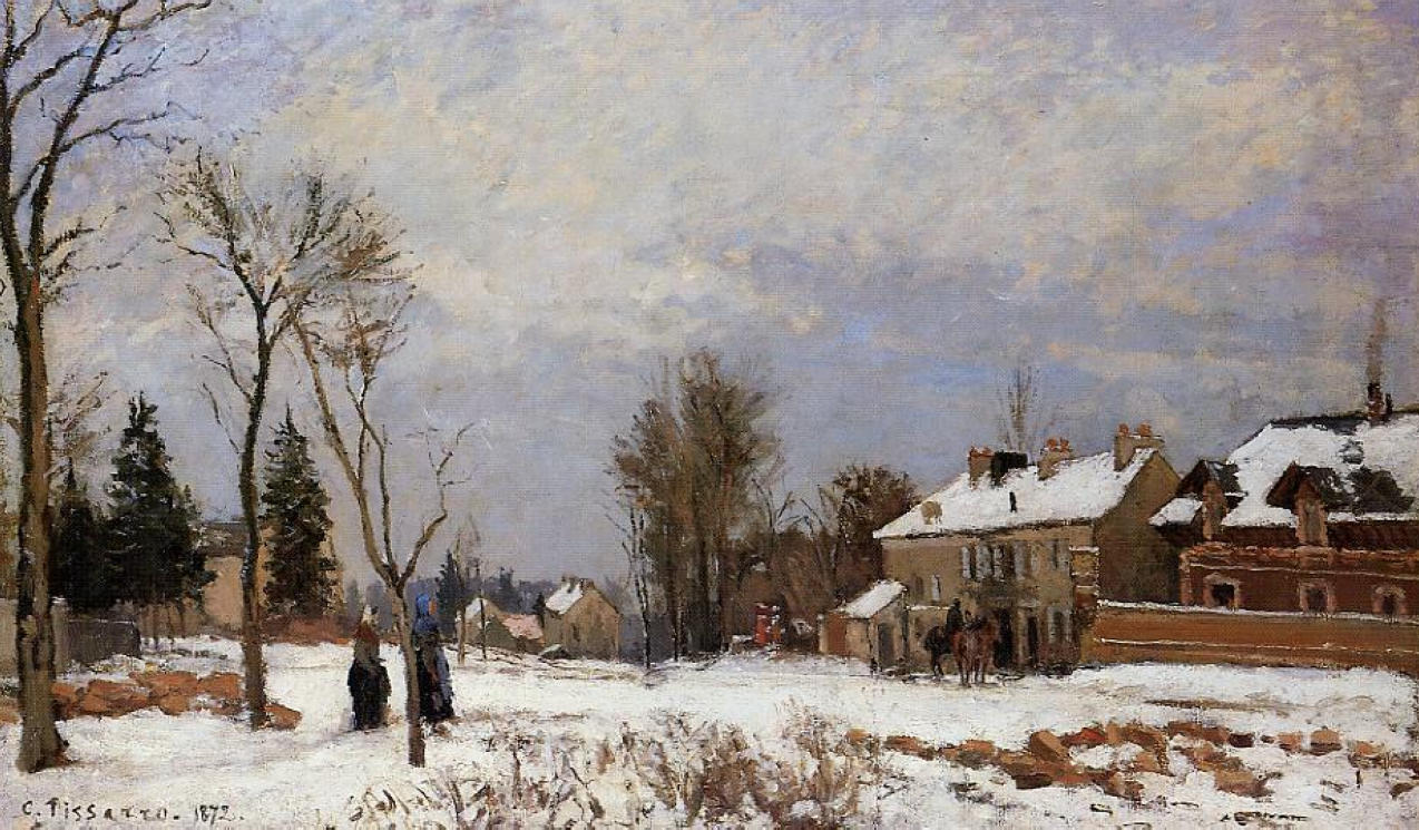 The Road from Versailles to Saint Germain, Louveciennes. Snow Effect - Pissarro painting