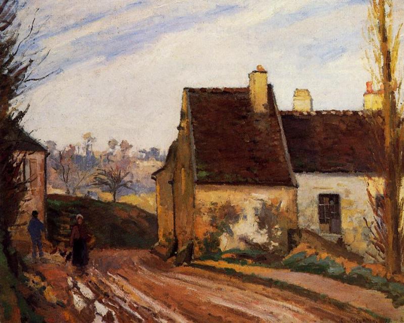 The Tumbledown Cottage near Osny - Pissarro painting