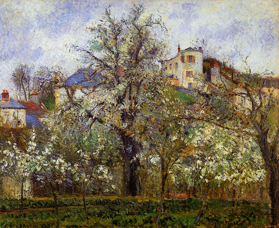 The Vegetable Garden with Trees in Blossom, Spring, Pontoise - Pissarro painting