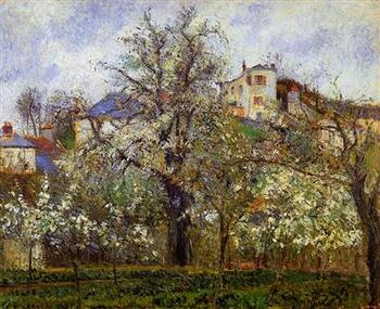 The Vegetable Garden with Trees in Blossom, Spring, Pontoise - Pissarro painting